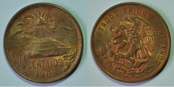 20 Centavo 墨西哥 青铜 
