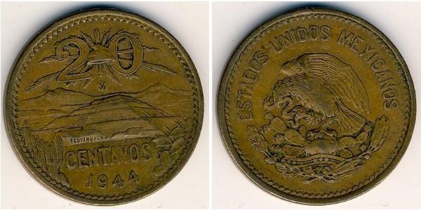 20 Centavo 墨西哥 青铜 