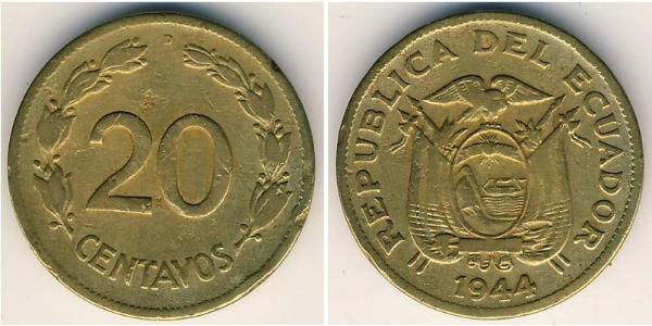 20 Centavo Ecuador 黃銅 