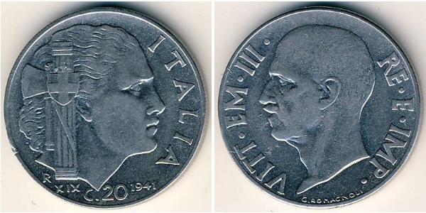 20 Centesimo Kingdom of Italy (1861-1946) Acier inoxydable 