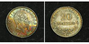 20 Centesimo Italia Argento Victor Emmanuel II of Italy (1820 - 1878)