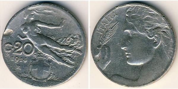 20 Centesimo Kingdom of Italy (1861-1946) Níquel 