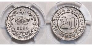 20 Centesimo Italia / Kingdom of Italy (1861-1946) Rame/Nichel Umberto I (1844-1900)