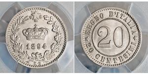 20 Centesimo Italia / Kingdom of Italy (1861-1946) Rame/Nichel Umberto I (1844-1900)