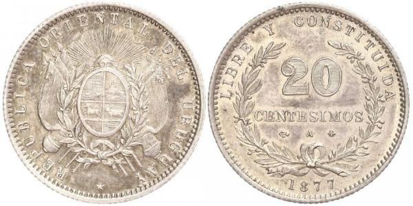 20 Centesimo Uruguay Silver 