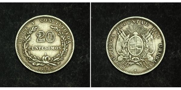 20 Centesimo Uruguay Silver 