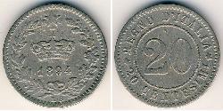 20 Сентесімо Kingdom of Italy (1861-1946) / Італія Нікель/Мідь Умберто I (1844-1900)