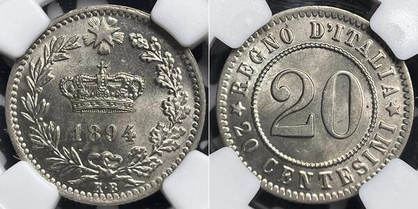20 Centesimo 意大利王國 (1861-1946) / 意大利 銅/镍 Umberto I (1844-1900)