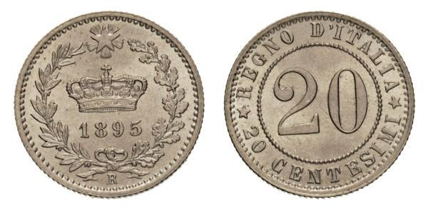 20 Centesimo 意大利王國 (1861-1946) / 意大利 銅/镍 Umberto I (1844-1900)