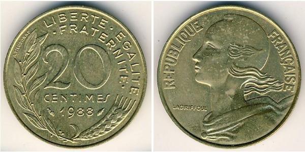 20 Centime Quinta Repubblica francese (1958 - ) Alluminio/Bronzo 