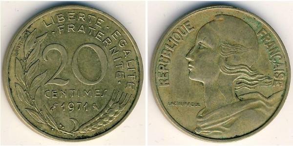 20 Centime Quinta República Francesa (1958 - ) Aluminio/Bronce 