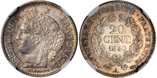 20 Centime Deuxième République (France) (1848-1852) Argent 