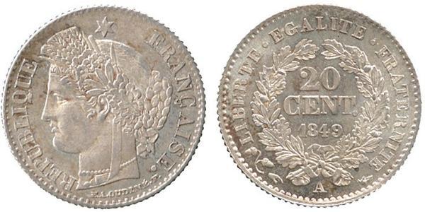 20 Centime Seconda Repubblica francese (1848-1852) Argento 