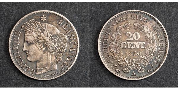 20 Centime Seconda Repubblica francese (1848-1852) Argento 