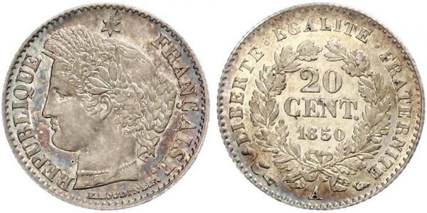 20 Centime Seconda Repubblica francese (1848-1852) Argento 