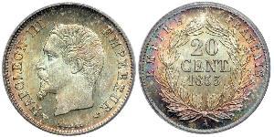 20 Centime Secondo Impero francese (1852-1870) Argento Napoleone III (1808-1873)