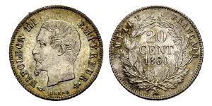 20 Centime Secondo Impero francese (1852-1870) Argento Napoleone III (1808-1873)