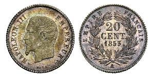 20 Centime Secondo Impero francese (1852-1870) Argento Napoleone III (1808-1873)