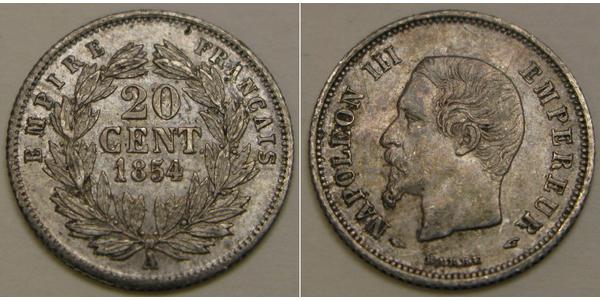 20 Centime Secondo Impero francese (1852-1870) Argento Napoleone III (1808-1873)