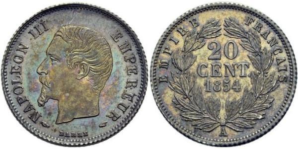 20 Centime Secondo Impero francese (1852-1870) Argento Napoleone III (1808-1873)