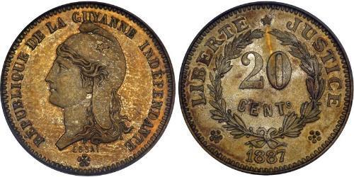 20 Centime French Guiana Copper/Nickel 