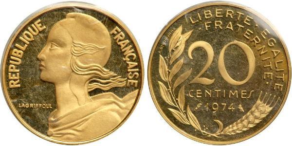 20 Centime France / French Fifth Republic (1958 - ) Gold 