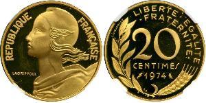 20 Centime Fünfte Französische Republik (1958 - ) / Frankreich Gold 