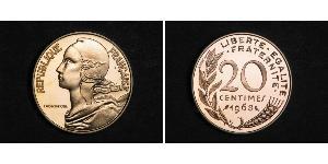 20 Centime Fünfte Französische Republik (1958 - ) / Frankreich Gold 