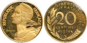 20 Centime Fünfte Französische Republik (1958 - ) / Frankreich Gold 