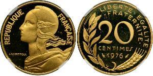 20 Centime Fünfte Französische Republik (1958 - ) / Frankreich Gold 