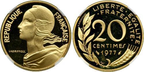 20 Centime Fünfte Französische Republik (1958 - ) / Frankreich Gold 