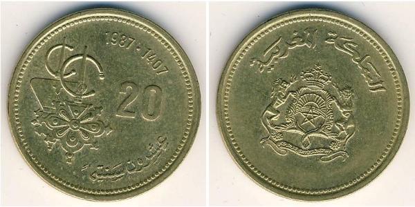 20 Centime Marokko Messing 