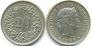 20 Centime Suiza Níquel/Cobre 