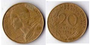 20 Centime Quinta Repubblica francese (1958 - ) Ottone 