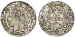 20 Centime Segunda República Francesa (1848-1852) Plata 