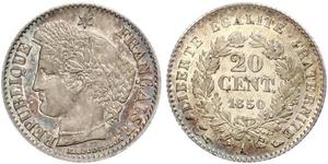 20 Centime Segunda República Francesa (1848-1852) Plata 