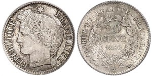 20 Centime Segunda República Francesa (1848-1852) Plata 