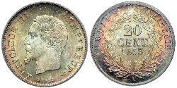 20 Centime Segundo Imperio francés (1852-1870) Plata Napoleon III (1808-1873)