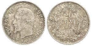 20 Centime Segundo Imperio francés (1852-1870) Plata Napoleon III (1808-1873)