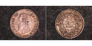 20 Centime Segundo Imperio francés (1852-1870) Plata Napoleon III (1808-1873)