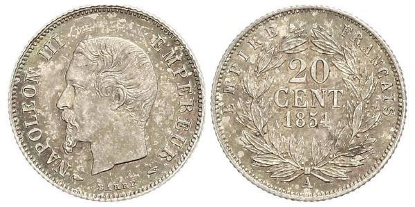 20 Centime Segundo Imperio francés (1852-1870) Plata Napoleon III (1808-1873)