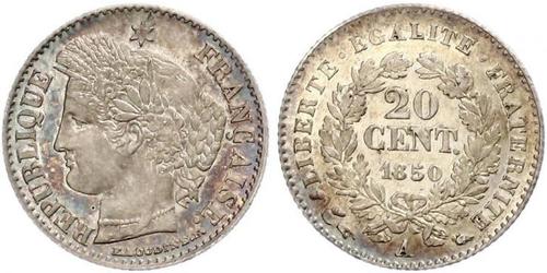 20 Centime Zweite Französische Republik (1848-1852) Silber 