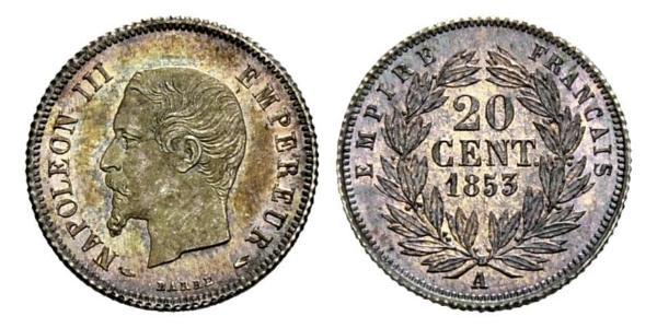 20 Centime Zweites Kaiserreich (1852-1870) Silber Napoleon III (1808-1873)