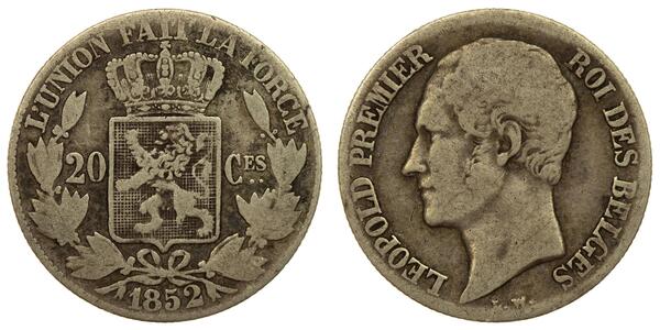20 Centime Belgium Silver 