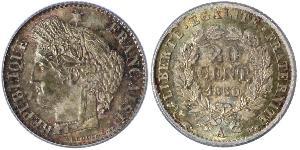 20 Centime French Second Republic (1848-1852) Silver 