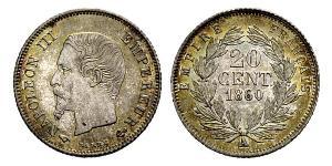 20 Centime Second French Empire (1852-1870) Silver Napoleon III (1808-1873)