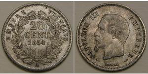 20 Centime Second French Empire (1852-1870) Silver Napoleon III (1808-1873)