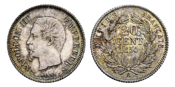 20 Centime Second French Empire (1852-1870) Silver Napoleon III (1808-1873)