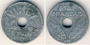 20 Centime 維希法國 (1940 - 1944) Zinc 