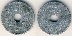 20 Centime Vichy France (1940-1944) Zink 